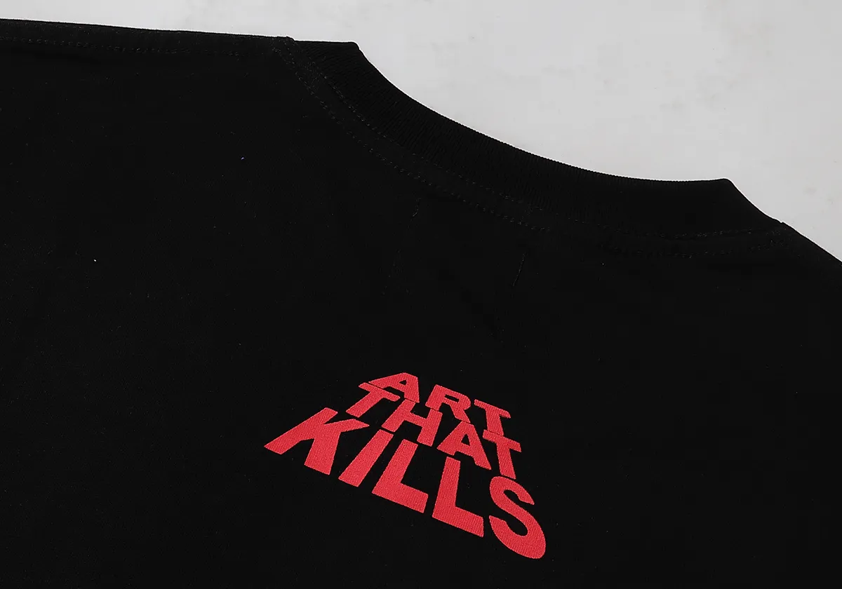 No. 6055, Meichao Gallery Dept ATK GRAFFITI art graffiti printing high quality double yarn pure cotton casual short-sleeved T-shirt batch 104 Color: black, white; Size: S M L XL